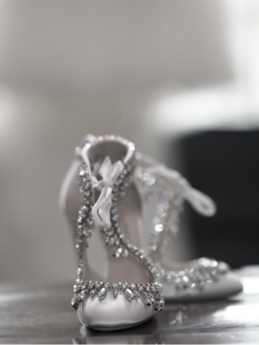 Aquazzura White Satin Crystal-Strap Evening Heels